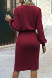 Fashion Solid O Neck One Step Skirt Dresses(6 Colors)