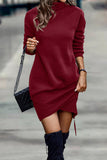 Fashion Solid Color Half A Turtleneck One Step Skirt Dresses(5 Colors)