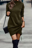 Fashion Solid Color Half A Turtleneck One Step Skirt Dresses(5 Colors)