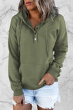 Casual Solid Buttons V Neck Hoodies(9 Colors)