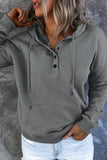 Casual Solid Buttons V Neck Hoodies(9 Colors)