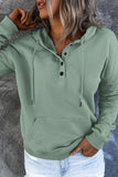 Casual Solid Buttons V Neck Hoodies(9 Colors)