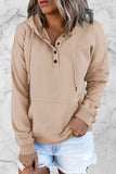 Casual Solid Buttons V Neck Hoodies(9 Colors)