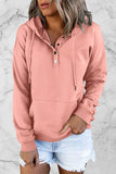 Casual Solid Buttons V Neck Hoodies(9 Colors)