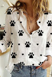 Fashion Casual Polka Dot Patchwork Printing Turndown Collar Tops