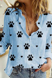 Fashion Casual Polka Dot Patchwork Printing Turndown Collar Tops