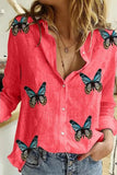 Fashion Casual Polka Dot Patchwork Printing Turndown Collar Tops