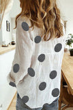 Fashion Casual Polka Dot Patchwork Printing Turndown Collar Tops