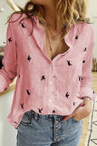 Fashion Casual Polka Dot Patchwork Printing Turndown Collar Tops