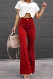 Sexy Casual Street Solid Pocket Boot Cut Mid Waist Wide Leg Patchwork Bottoms(4 Colors)