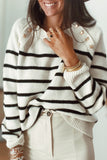 Casual Sportswear Striped Patchwork O Neck Sweaters(3 Colors)