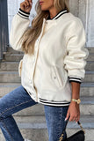 Casual Street Color Block Buckle Contrast O Neck Jacket(4 Colors)