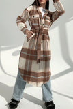 Sweet Elegant Plaid Striped Printing Shirt Collar Outerwear(3 Colors)