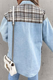 Street Plaid Striped Patchwork Pocket Turndown Collar Outerwear(6 Colors)