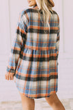 Casual Plaid Buckle Buttons Turndown Collar Tops(5 Colors)