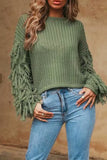 Casual Solid Tassel O Neck Sweaters(4 Colors)