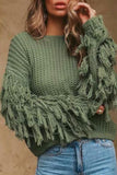 Casual Solid Tassel O Neck Sweaters(4 Colors)