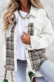 Street Plaid Striped Patchwork Pocket Turndown Collar Outerwear(6 Colors)