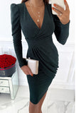 Elegant College Solid Solid Color Zipper V Neck A Line Dresses