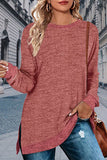 Casual Solid Contrast O Neck Tops(10 Colors)