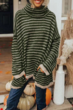 Casual Striped Pocket Turtleneck Sweaters(4 Colors)