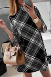 Street Plaid Half A Turtleneck Straight Dresses(3 Colors)