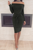 Street Solid Patchwork Off the Shoulder Pencil Skirt Dresses(5 Colors)