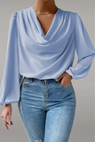 Casual Solid Patchwork U Neck Tops(6 Colors)