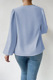 Casual Solid Patchwork U Neck Tops(6 Colors)