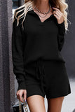 Casual Solid Frenulum Turndown Collar Long Sleeve Two Pieces(4 Colors)