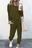 Casual Solid Asymmetrical O Neck Long Sleeve Two Pieces(16 Colors)