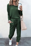 Casual Solid Asymmetrical O Neck Long Sleeve Two Pieces(16 Colors)