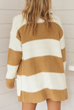 Casual Striped Patchwork Contrast Cardigan Collar Cardigans(3 Colors)