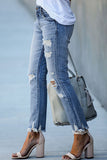 Street Solid Patchwork High Waist Skinny Denim Jeans(3 Colors)