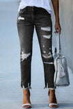 Street Solid Patchwork High Waist Skinny Denim Jeans(3 Colors)