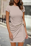 Casual Solid Solid Color O Neck One Step Skirt Dresses(10 Colors)