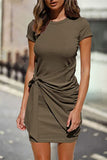 Casual Solid Solid Color O Neck One Step Skirt Dresses(10 Colors)