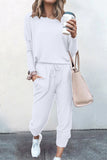 Casual Solid Asymmetrical O Neck Long Sleeve Two Pieces(16 Colors)