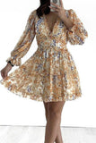 Sweet Print Printing V Neck A Line Dresses(8 Colors)