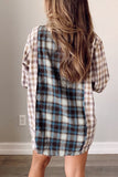 Casual Plaid Patchwork Turndown Collar Blouses