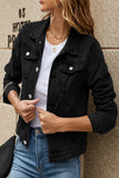 Street Elegant Solid Pocket Turndown Collar Long Sleeve Regular Denim Jacket(7 Colors)