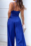 Casual Simplicity Solid Solid Color V Neck Loose Jumpsuits