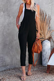 Casual Simplicity Solid Patchwork Loose Jumpsuits