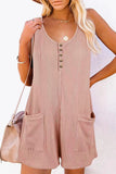 Casual Street Solid Pocket Buttons V Neck Loose Jumpsuits(6 Colors)