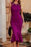 Sweet Elegant Solid Hollowed Out Backless Square Collar Trumpet Mermaid Dresses