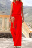 Casual Street Solid Solid Color O Neck Loose Jumpsuits