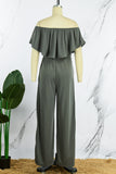 Casual Daily Solid Solid Color Off the Shoulder Regular Jumpsuits(4 Colors)