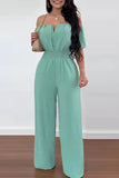 Work Celebrities Solid Off the Shoulder Regular Jumpsuits(6 Colors)