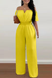 Work Celebrities Solid Off the Shoulder Regular Jumpsuits(6 Colors)