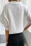 Daily Elegant Solid Lace Patchwork V Neck Tops